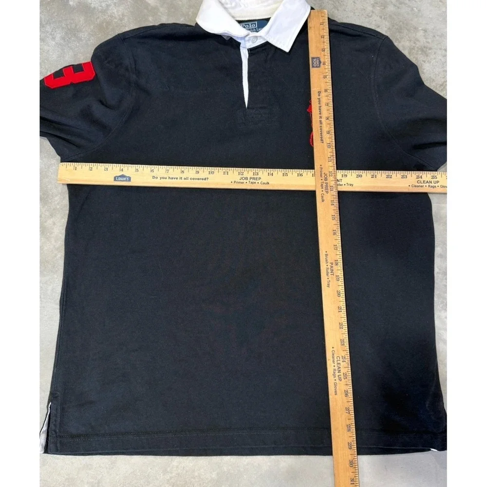 Polo Ralph Lauren Shirt Mens L Rugby Big Pony Long Sleeve Preppy #3 Black Red